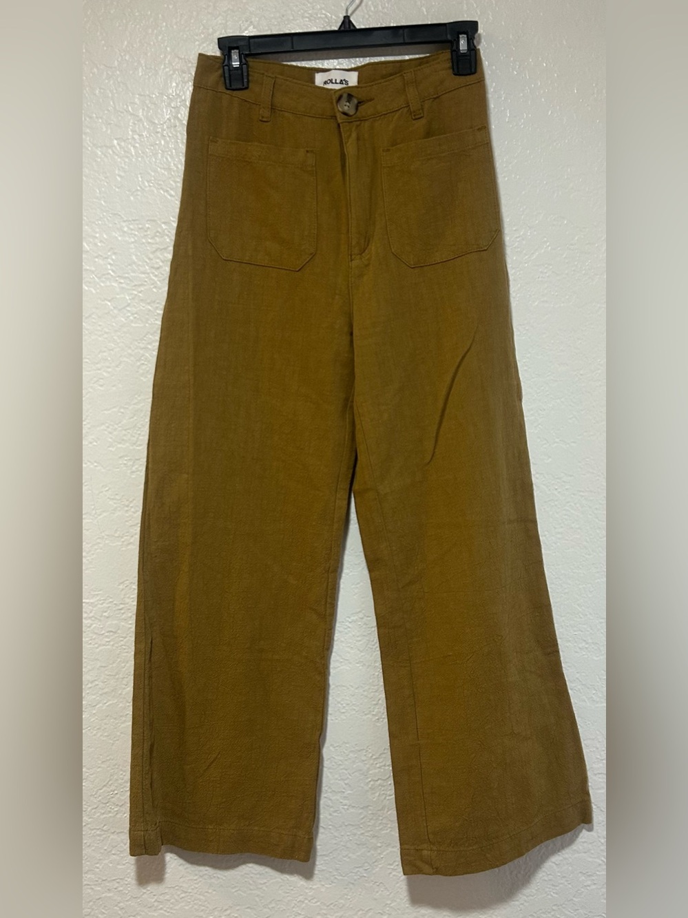 ROLLA'S 100% Ramie Wide-Leg Pants in Olive Brown